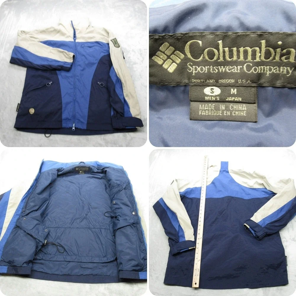 Columbia Jacket Mens Small‎ Blue Colorblock Convert Full Zip Waterproof Vintage